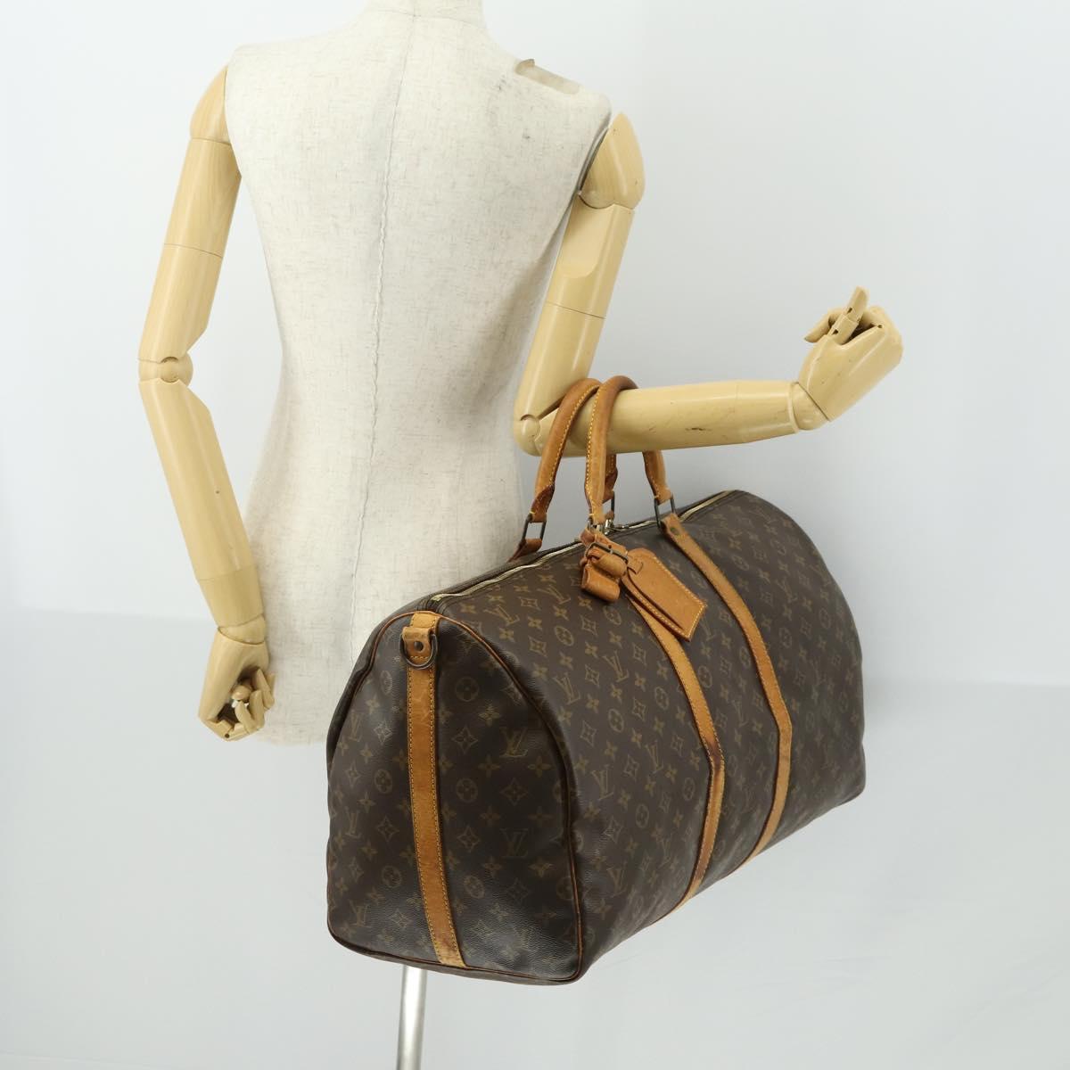 LOUIS VUITTON Monogram Keepall Bandouliere 55 Boston Bag M41414 LV Auth 169074