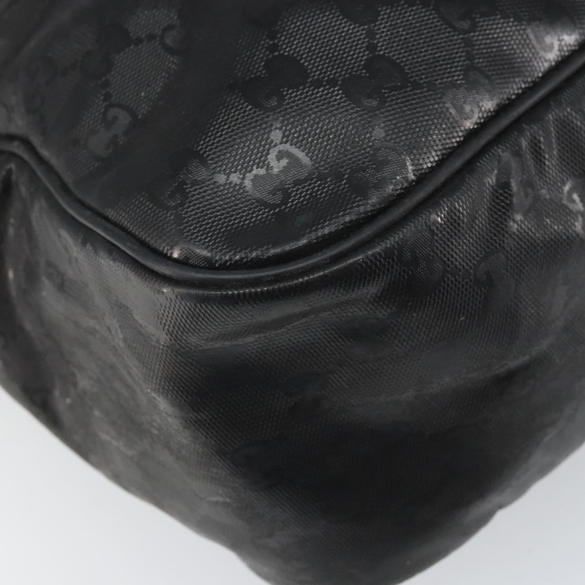 GUCCI GG implementation Shoulder Bag PVC Black Silver 211107 Auth 169076