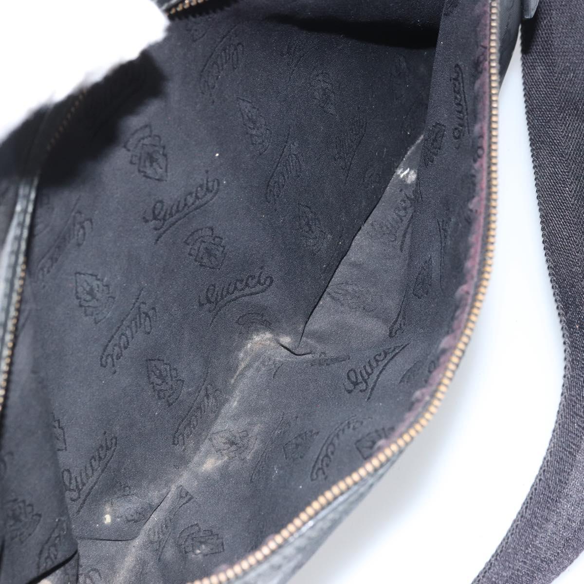 GUCCI GG implementation Shoulder Bag PVC Black Silver 211107 Auth 169076