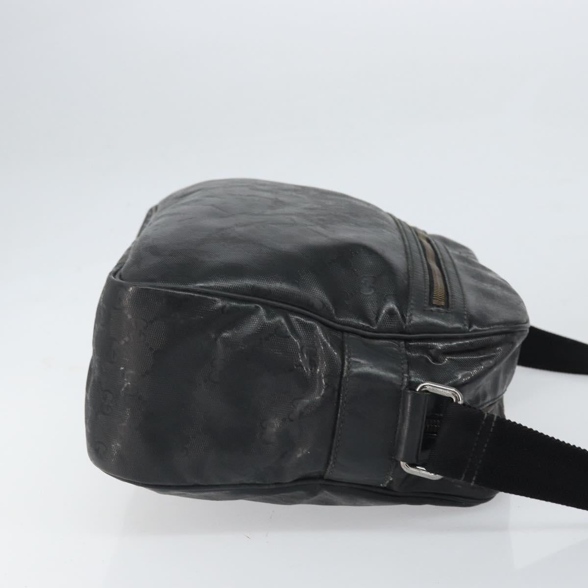 GUCCI GG implementation Shoulder Bag PVC Black Silver 211107 Auth 169076