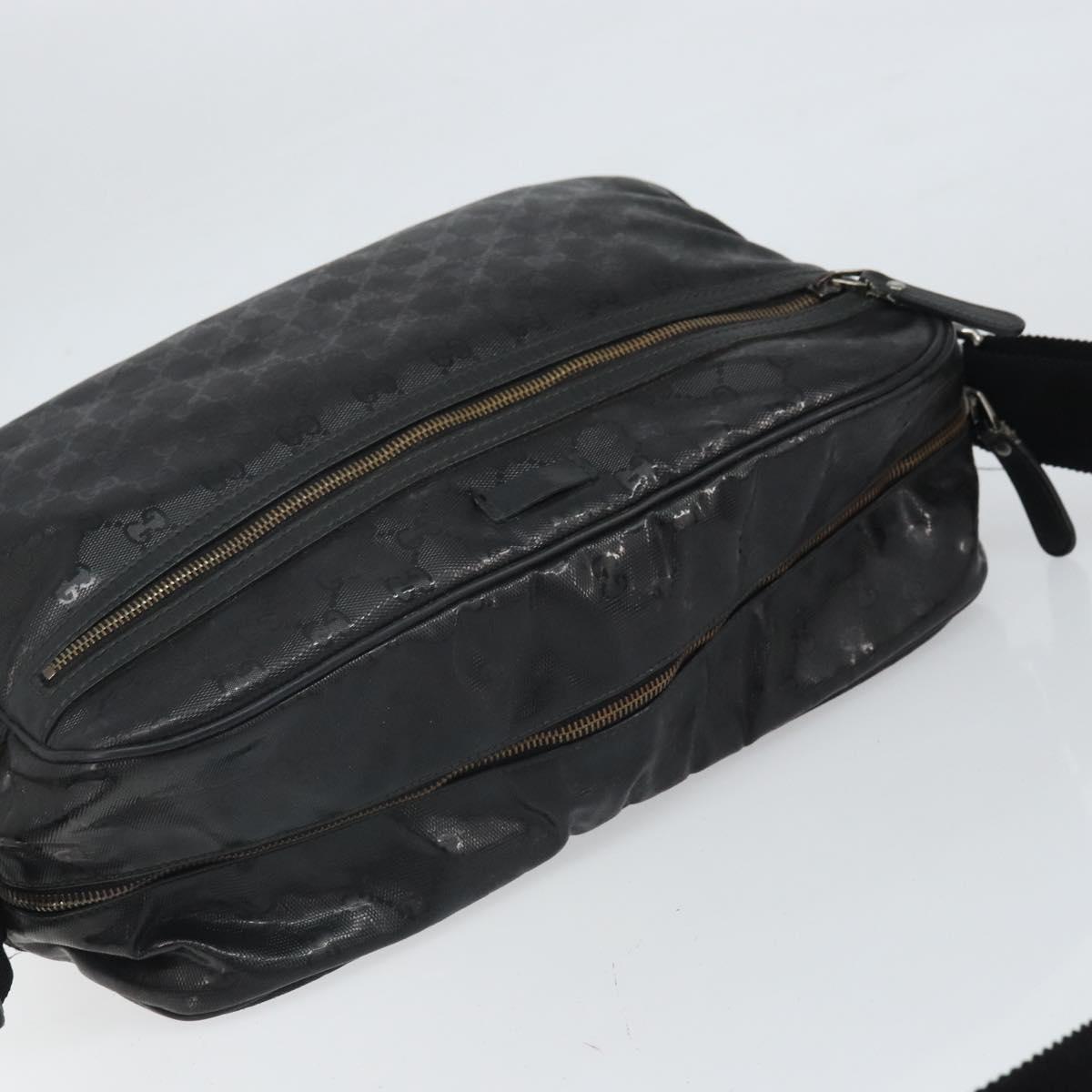 GUCCI GG implementation Shoulder Bag PVC Black Silver 211107 Auth 169076