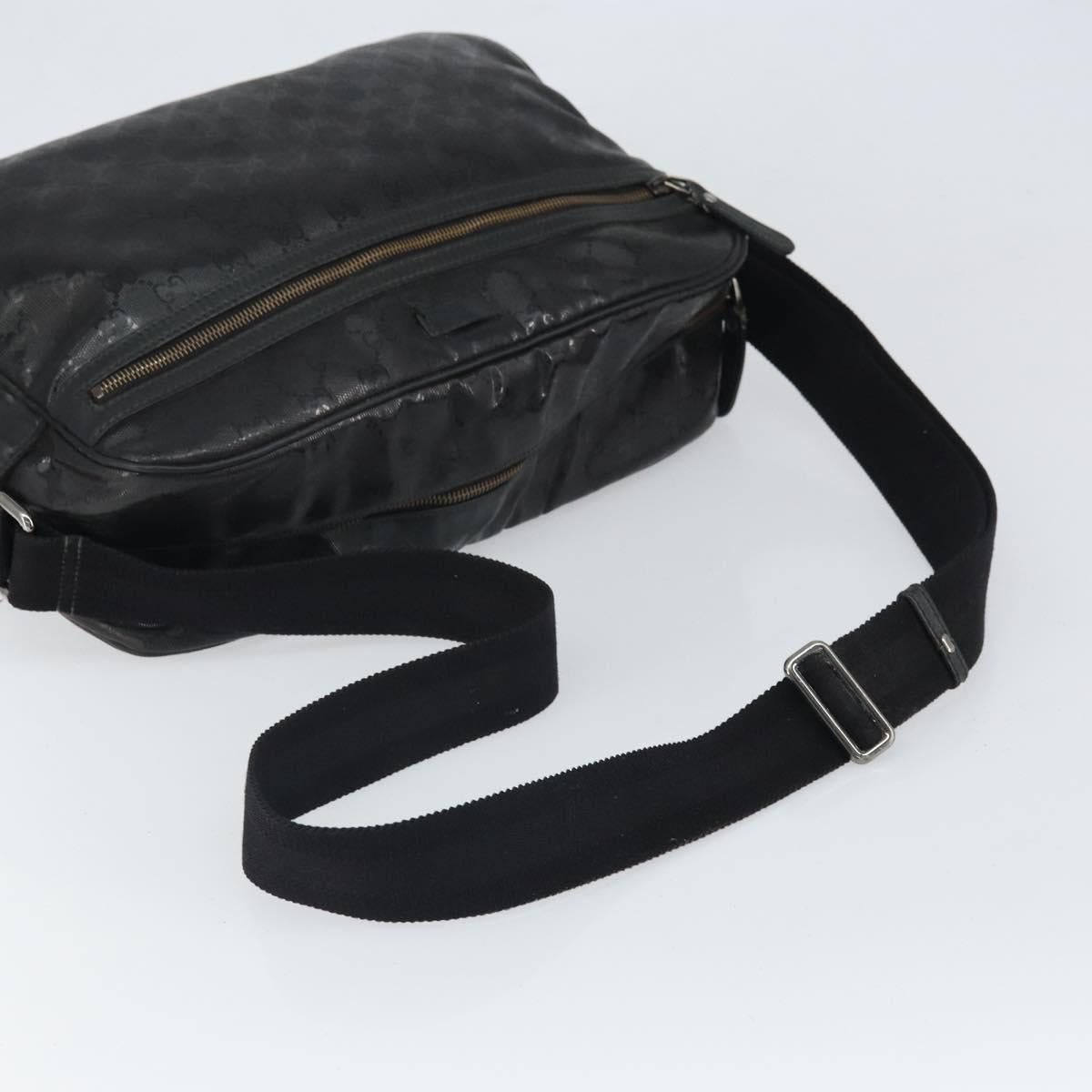 GUCCI GG implementation Shoulder Bag PVC Black Silver 211107 Auth 169076