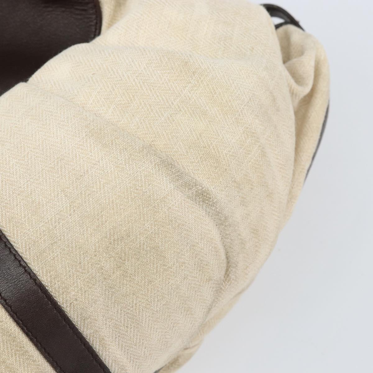BVLGARI Hand Bag Canvas Beige Gold Auth 169090