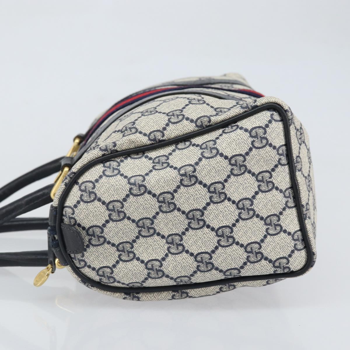 GUCCI GG Supreme Sherry Line Bag PVC Navy Gold Red 012 3841 58 Auth 169093