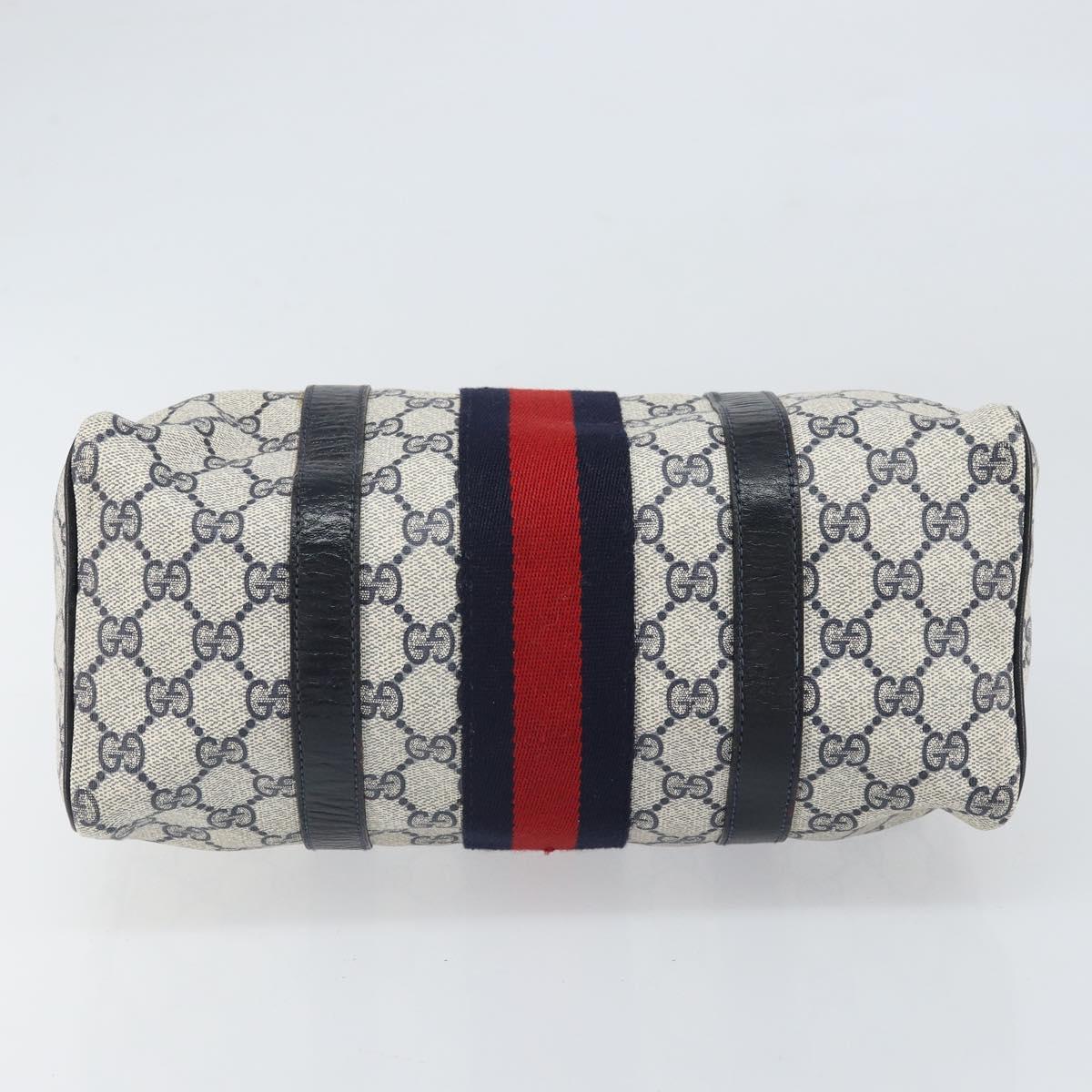 GUCCI GG Supreme Sherry Line Bag PVC Navy Gold Red 012 3841 58 Auth 169093