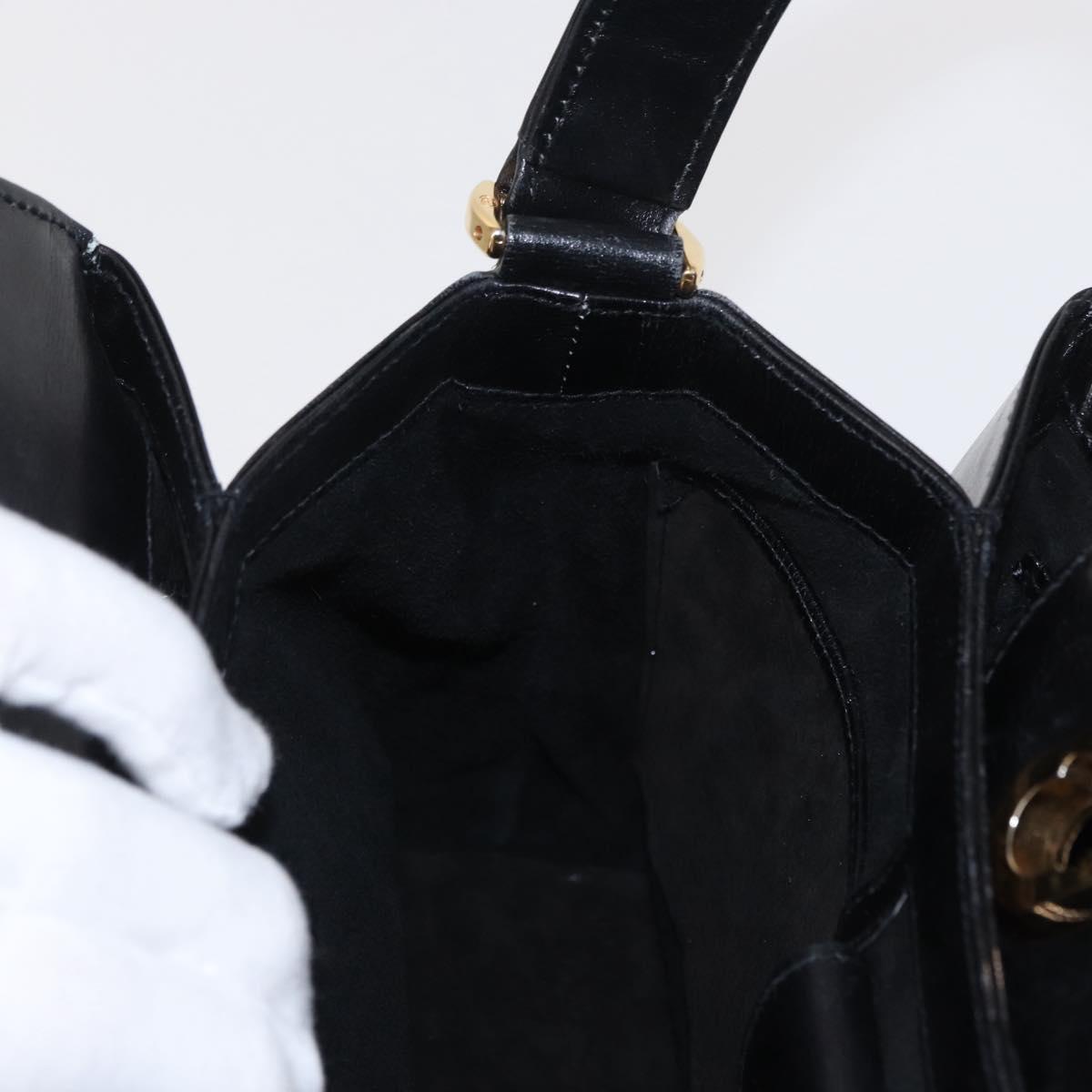 GUCCI Shoulder Bag Leather Black Gold 000 406 2080 Auth 169094