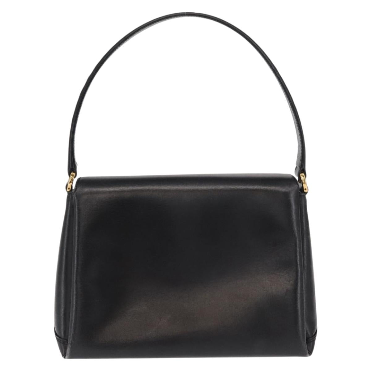 GUCCI Shoulder Bag Leather Black Gold 000 406 2080 Auth 169094