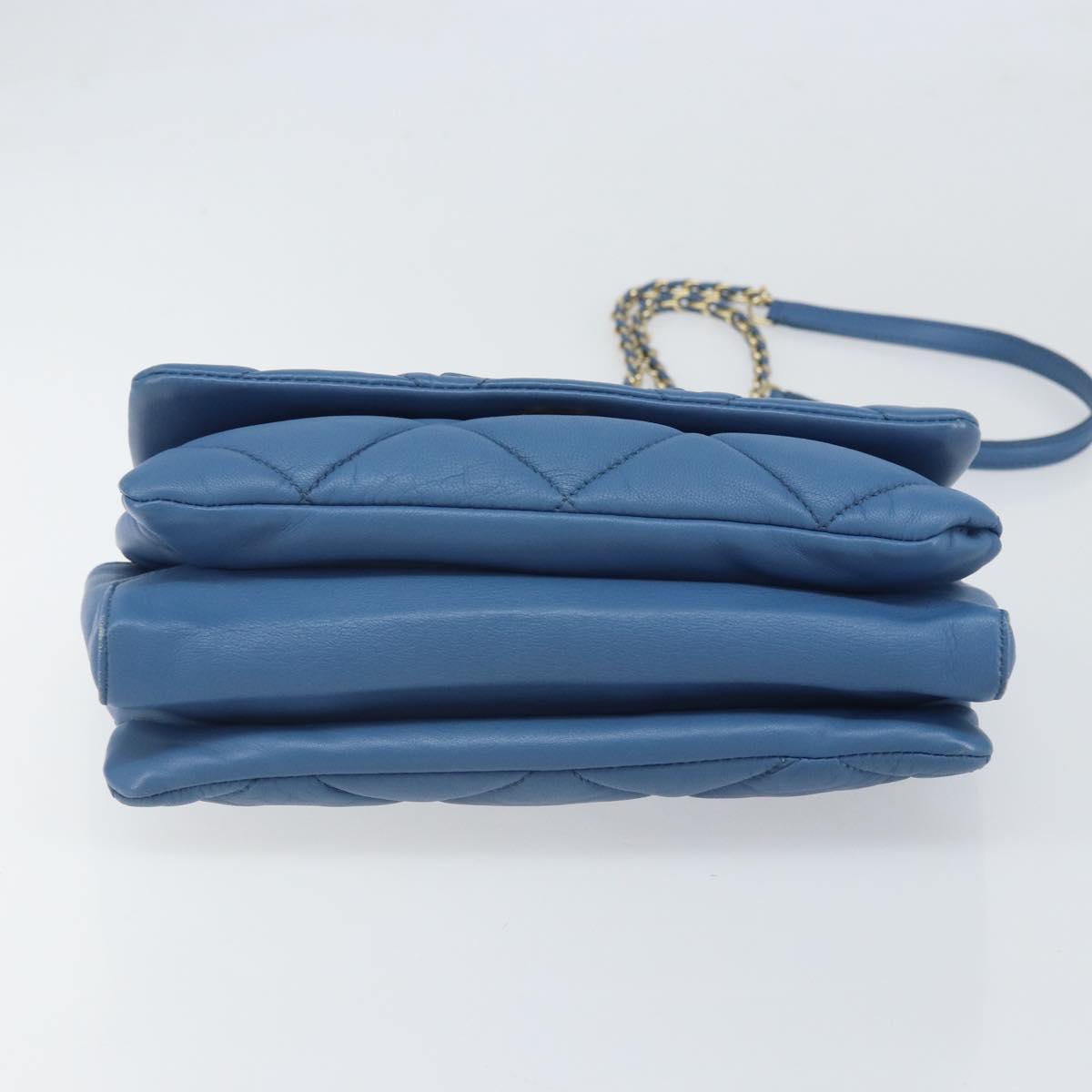 Salvatore Ferragamo Vala Shoulder Bag Leather Blue Gold Auth 169096V