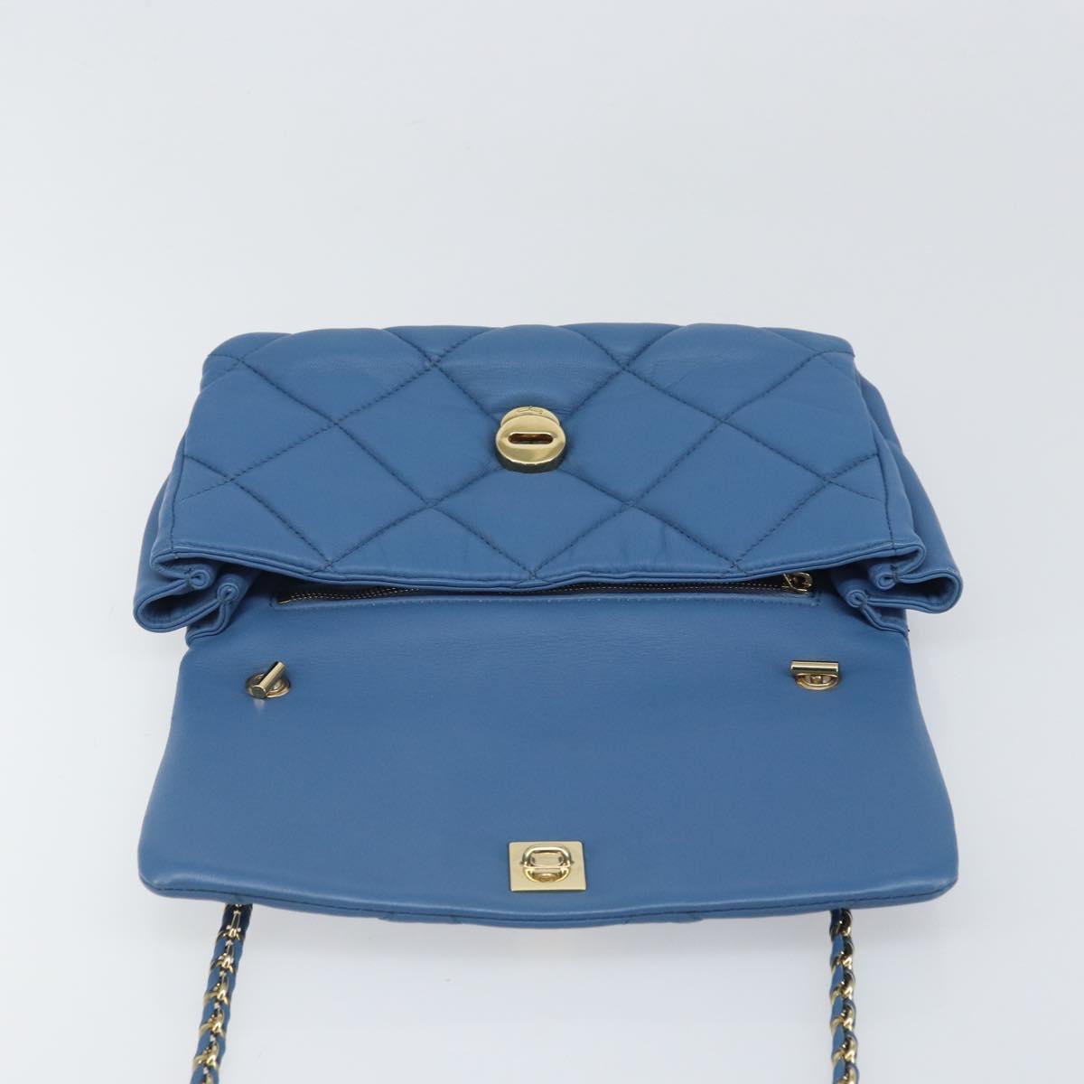 Salvatore Ferragamo Vala Shoulder Bag Leather Blue Gold Auth 169096V