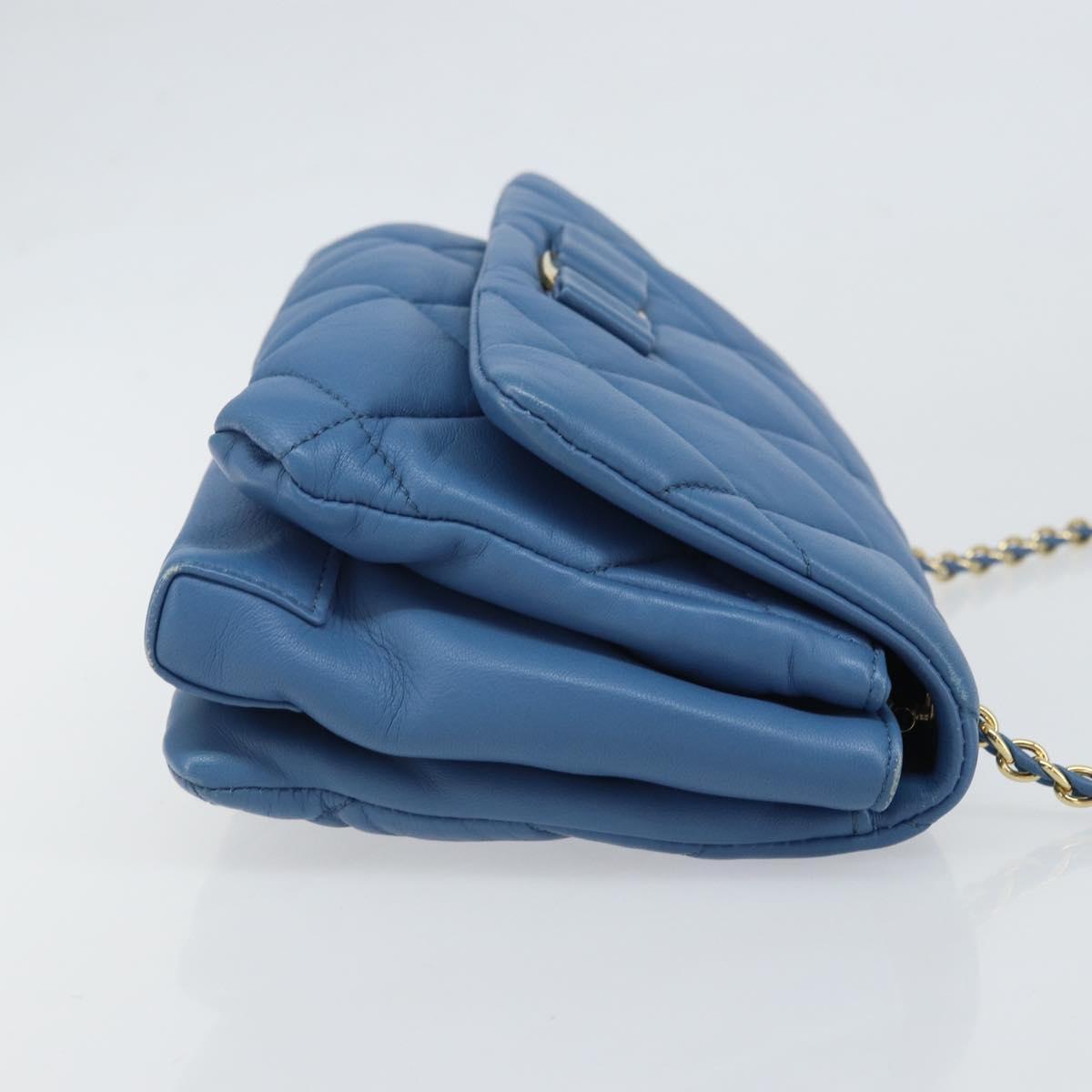 Salvatore Ferragamo Vala Shoulder Bag Leather Blue Gold Auth 169096V