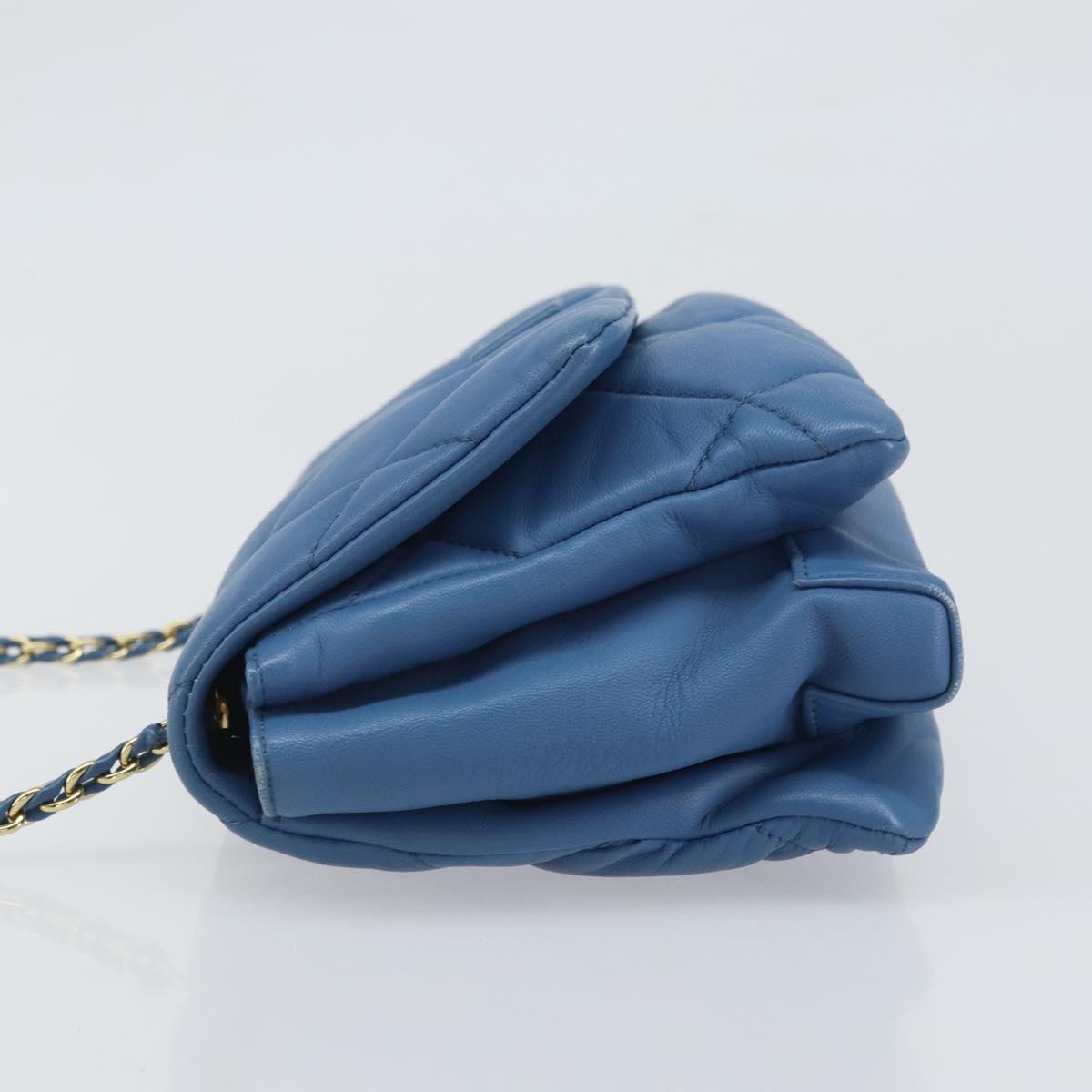 Salvatore Ferragamo Vala Shoulder Bag Leather Blue Gold Auth 169096V