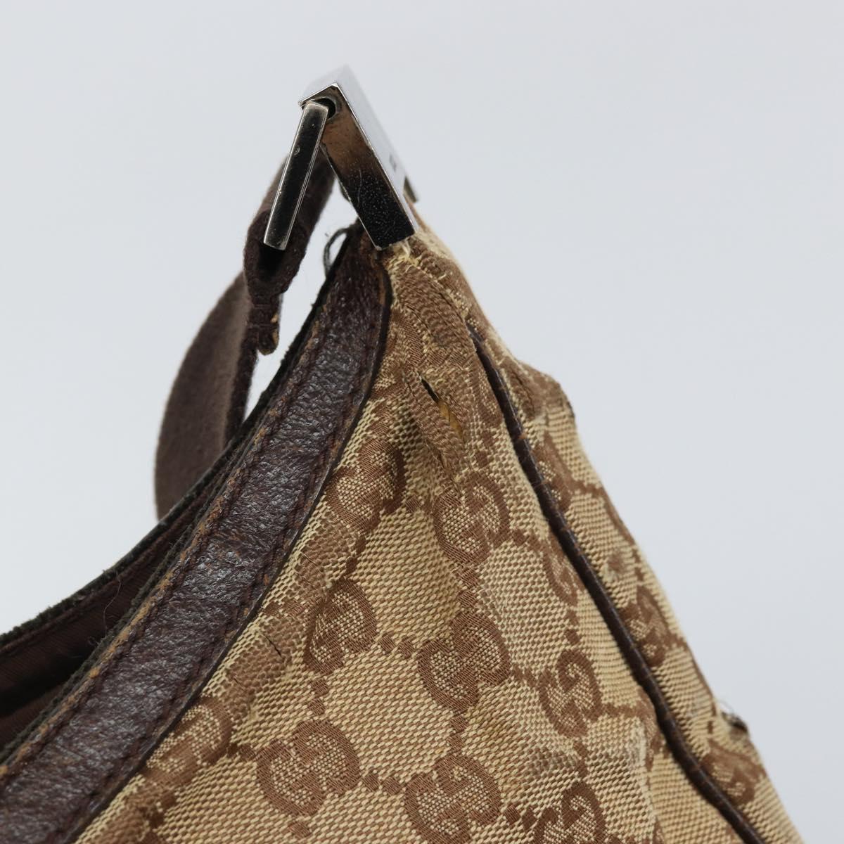 GUCCI GG Canvas Shoulder Bag Beige Silver 122790 Auth 169102