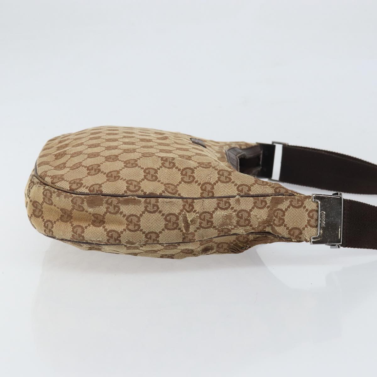 GUCCI GG Canvas Shoulder Bag Beige Silver 122790 Auth 169102