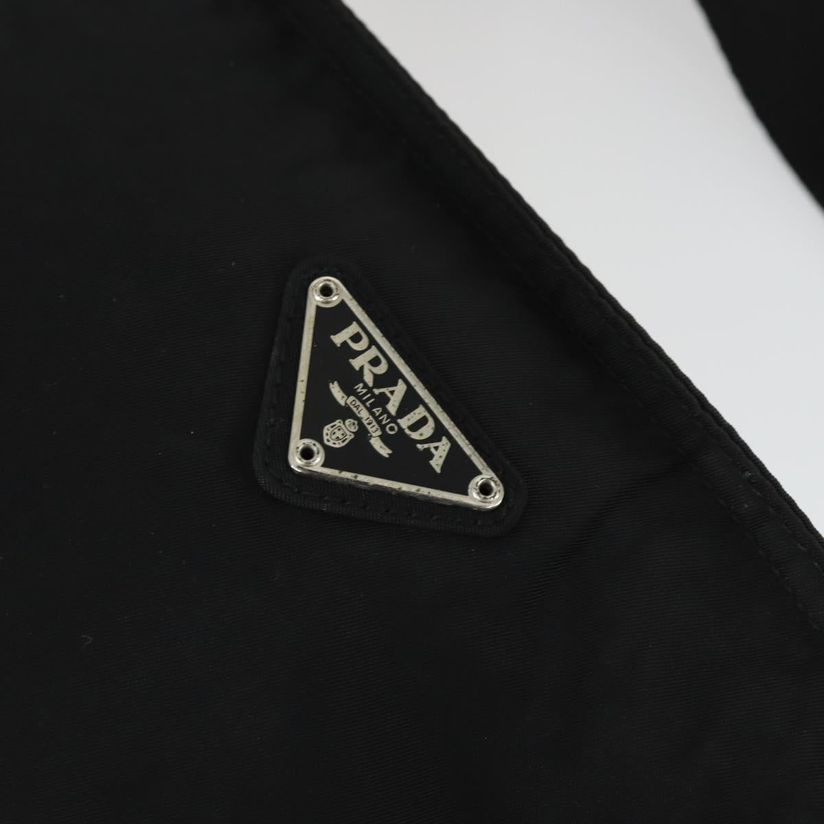 PRADA Shoulder Bag Nylon Black Silver Auth 169103