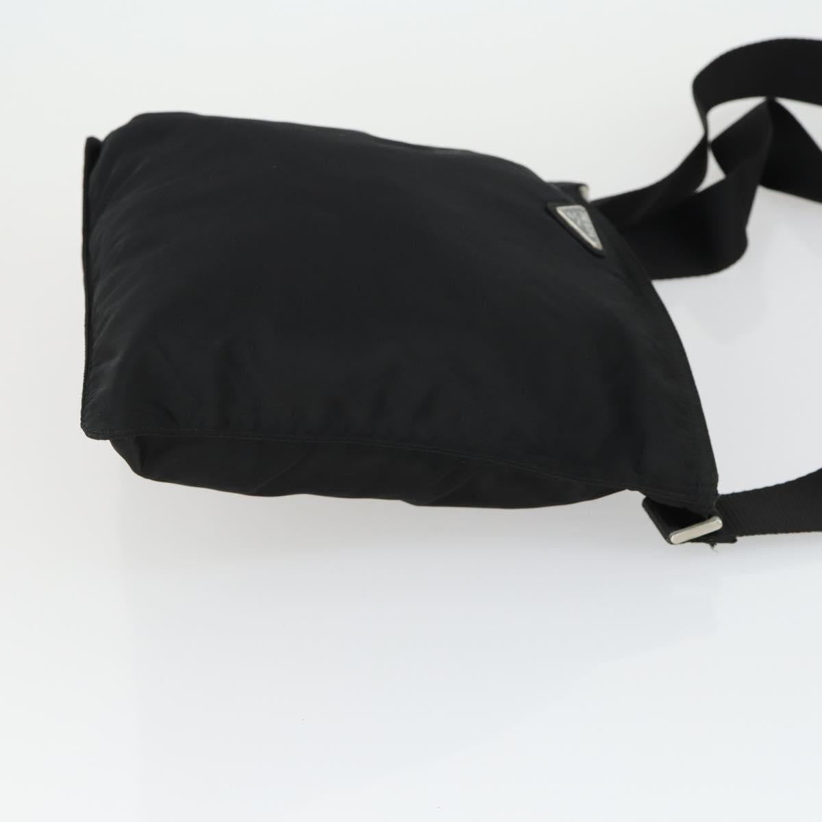 PRADA Shoulder Bag Nylon Black Silver Auth 169103