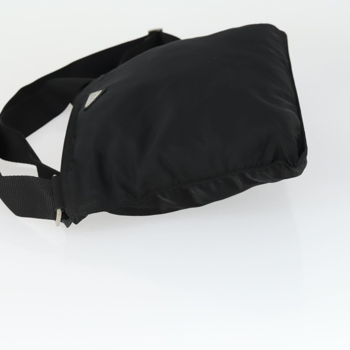 PRADA Shoulder Bag Nylon Black Silver Auth 169103