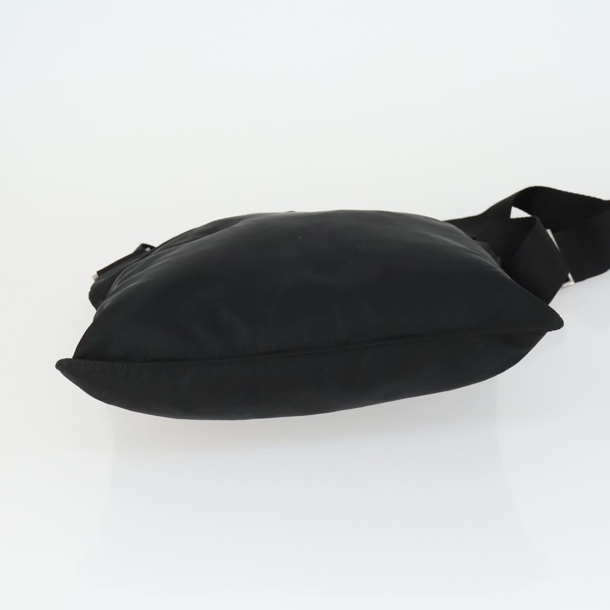 PRADA Shoulder Bag Nylon Black Silver Auth 169103