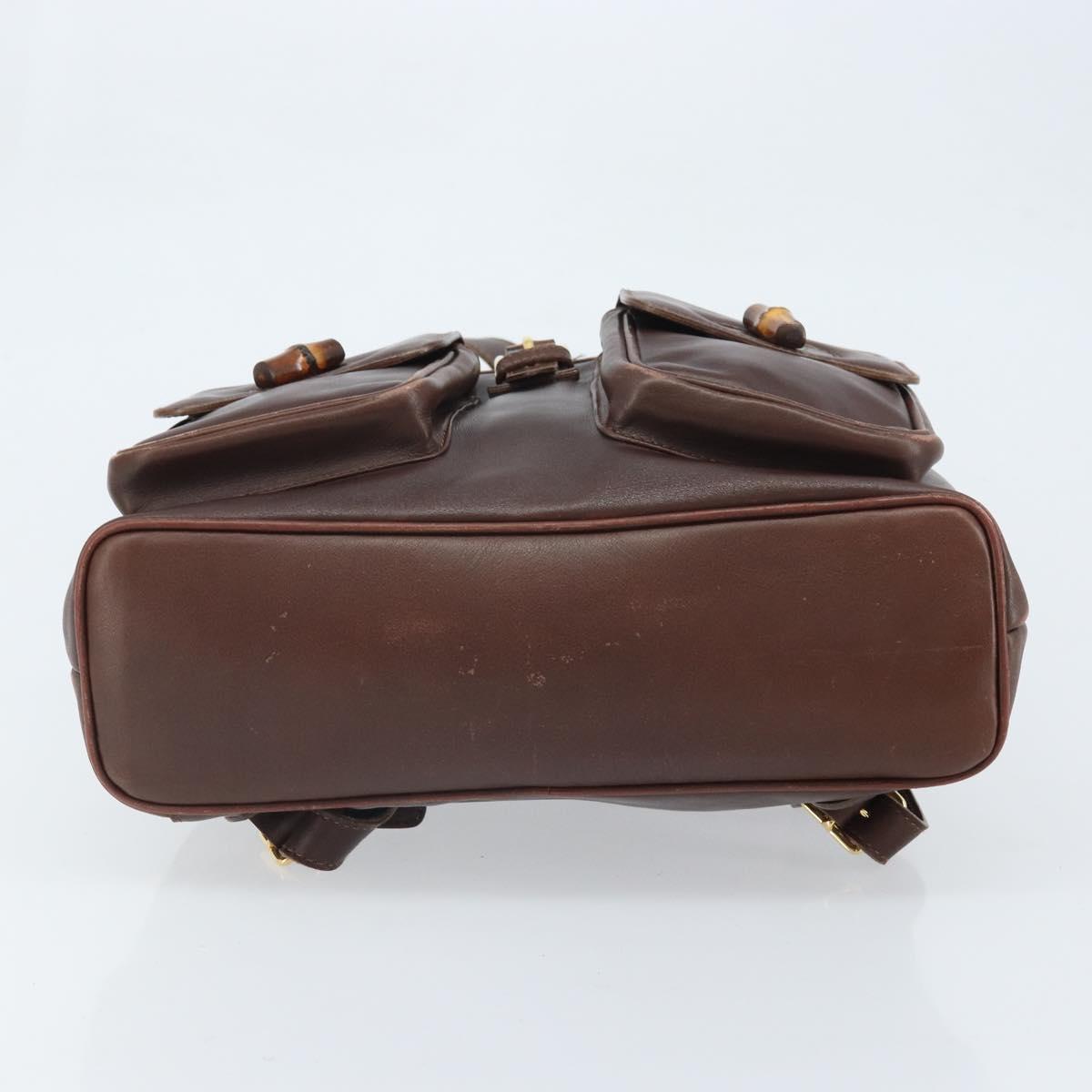 GUCCI Bamboo Backpack Leather Brown Gold 003 2058 0016 Auth 169106A