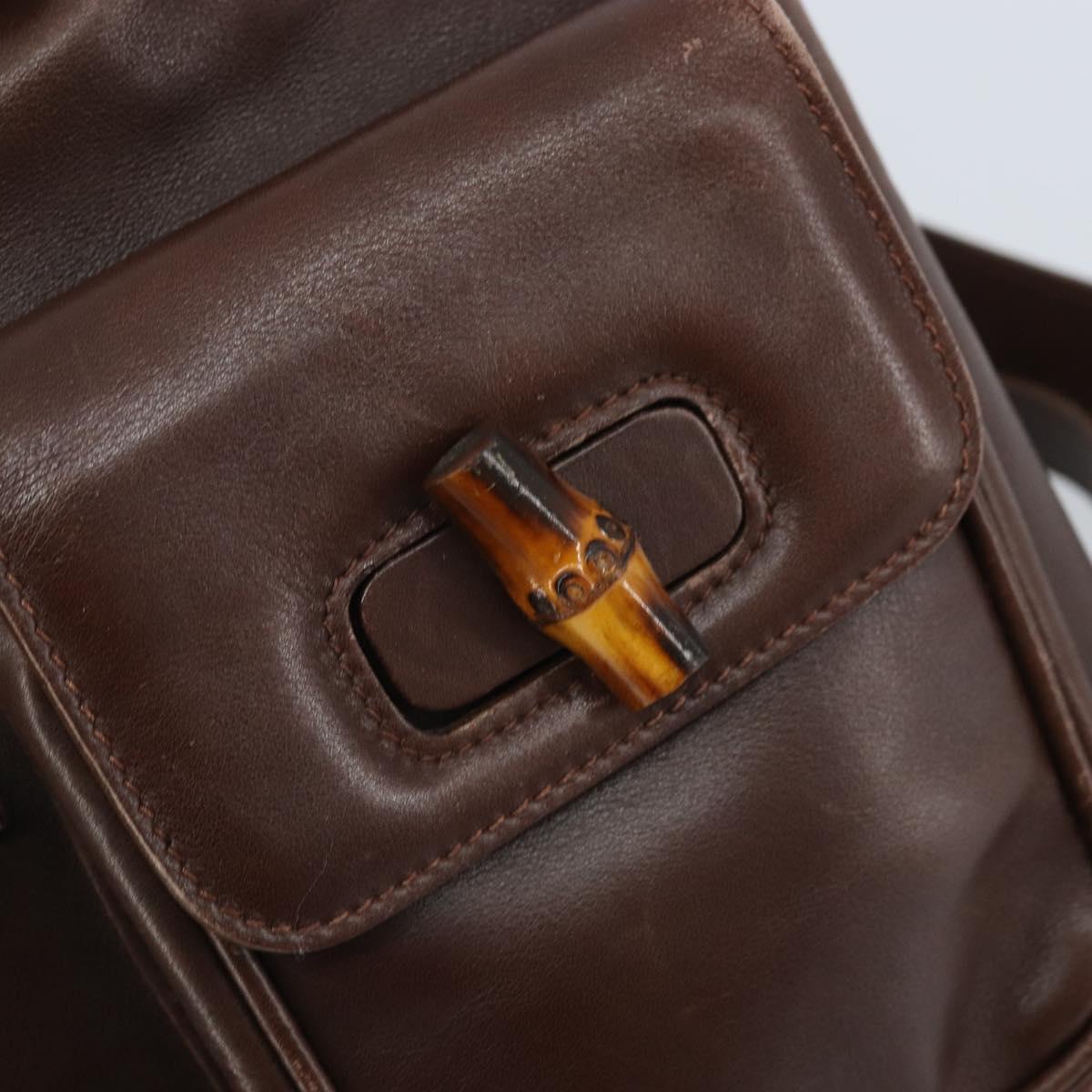 GUCCI Bamboo Backpack Leather Brown Gold 003 2058 0016 Auth 169106A