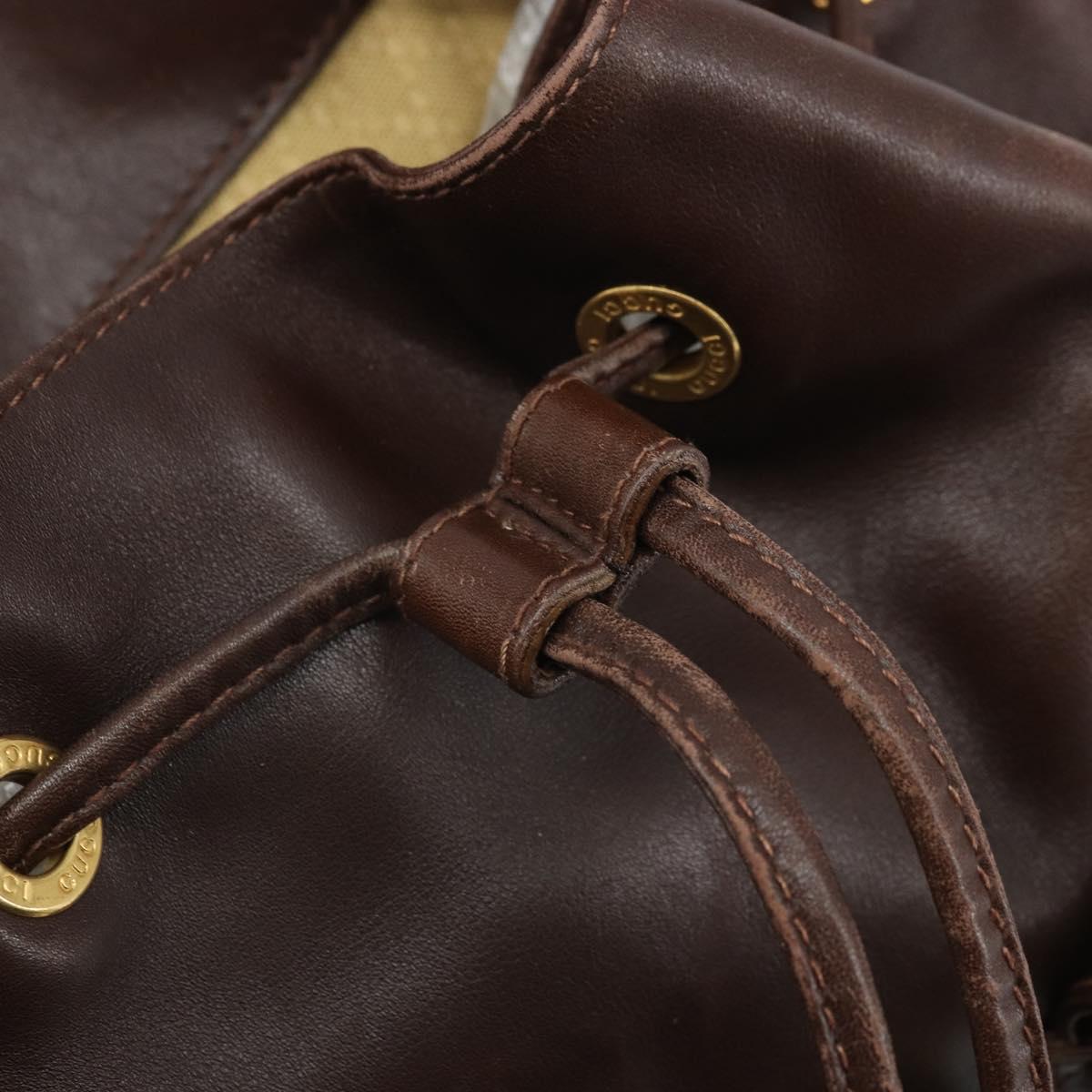 GUCCI Bamboo Backpack Leather Brown Gold 003 2058 0016 Auth 169106A
