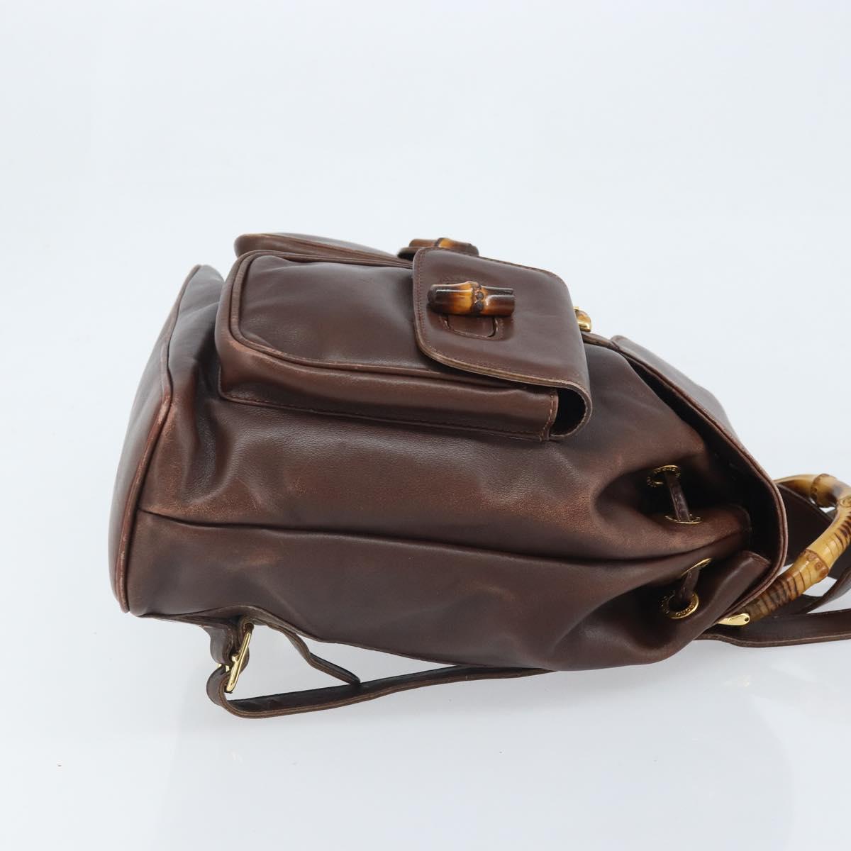 GUCCI Bamboo Backpack Leather Brown Gold 003 2058 0016 Auth 169106A