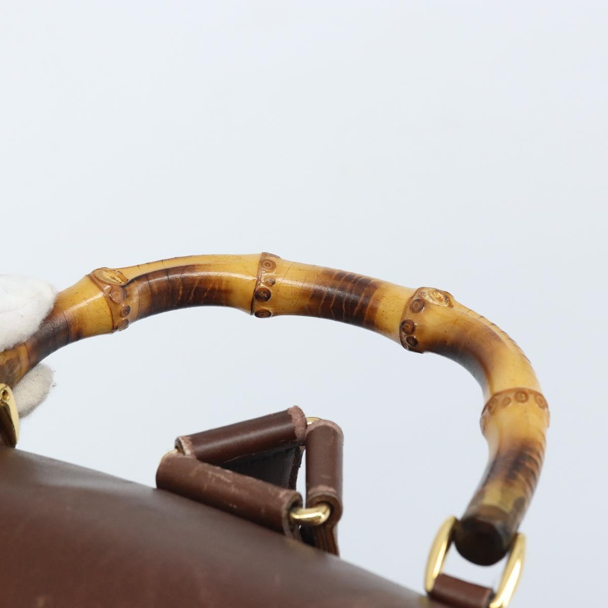 GUCCI Bamboo Backpack Leather Brown Gold 003 2058 0016 Auth 169106A