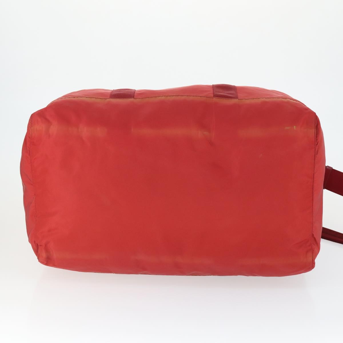 PRADA Boston Bag Nylon 2way Red Silver Auth 169109