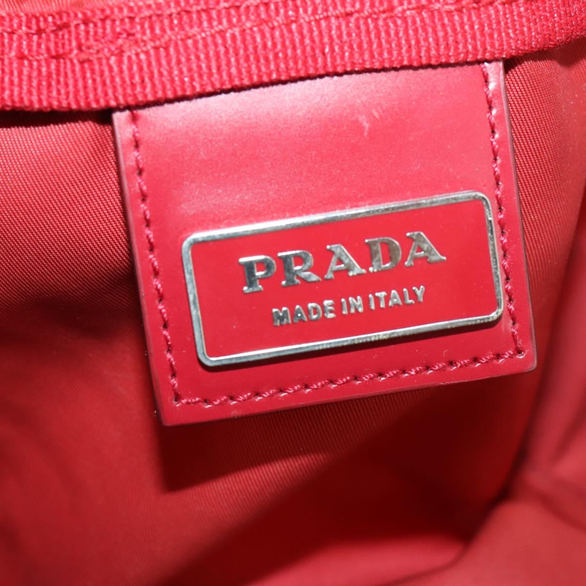 PRADA Boston Bag Nylon 2way Red Silver Auth 169109