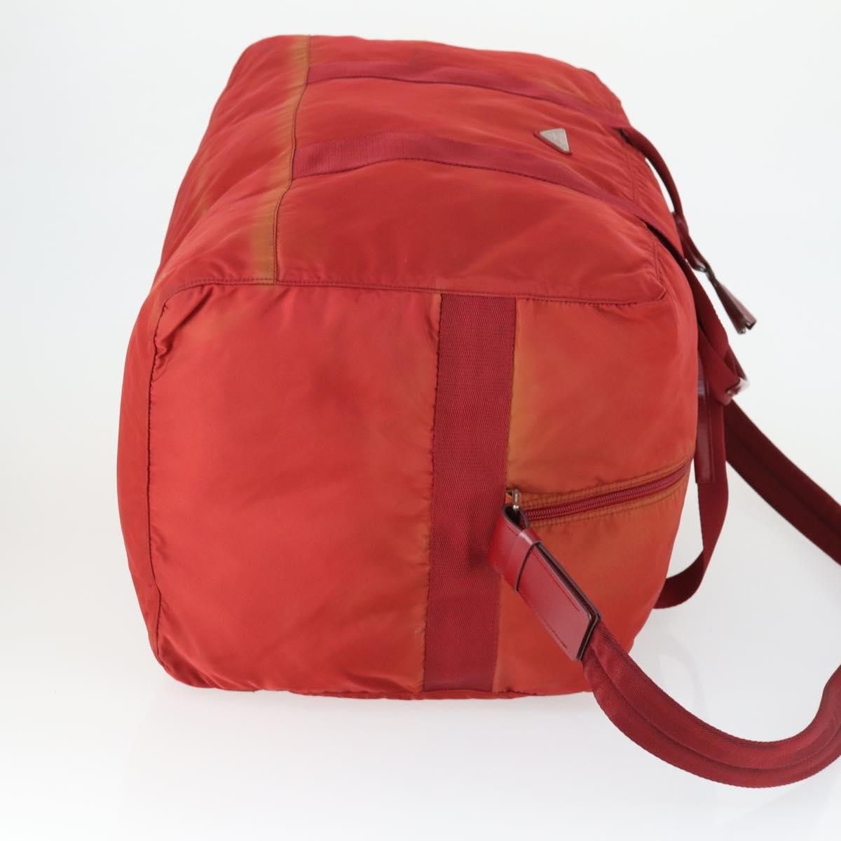 PRADA Boston Bag Nylon 2way Red Silver Auth 169109