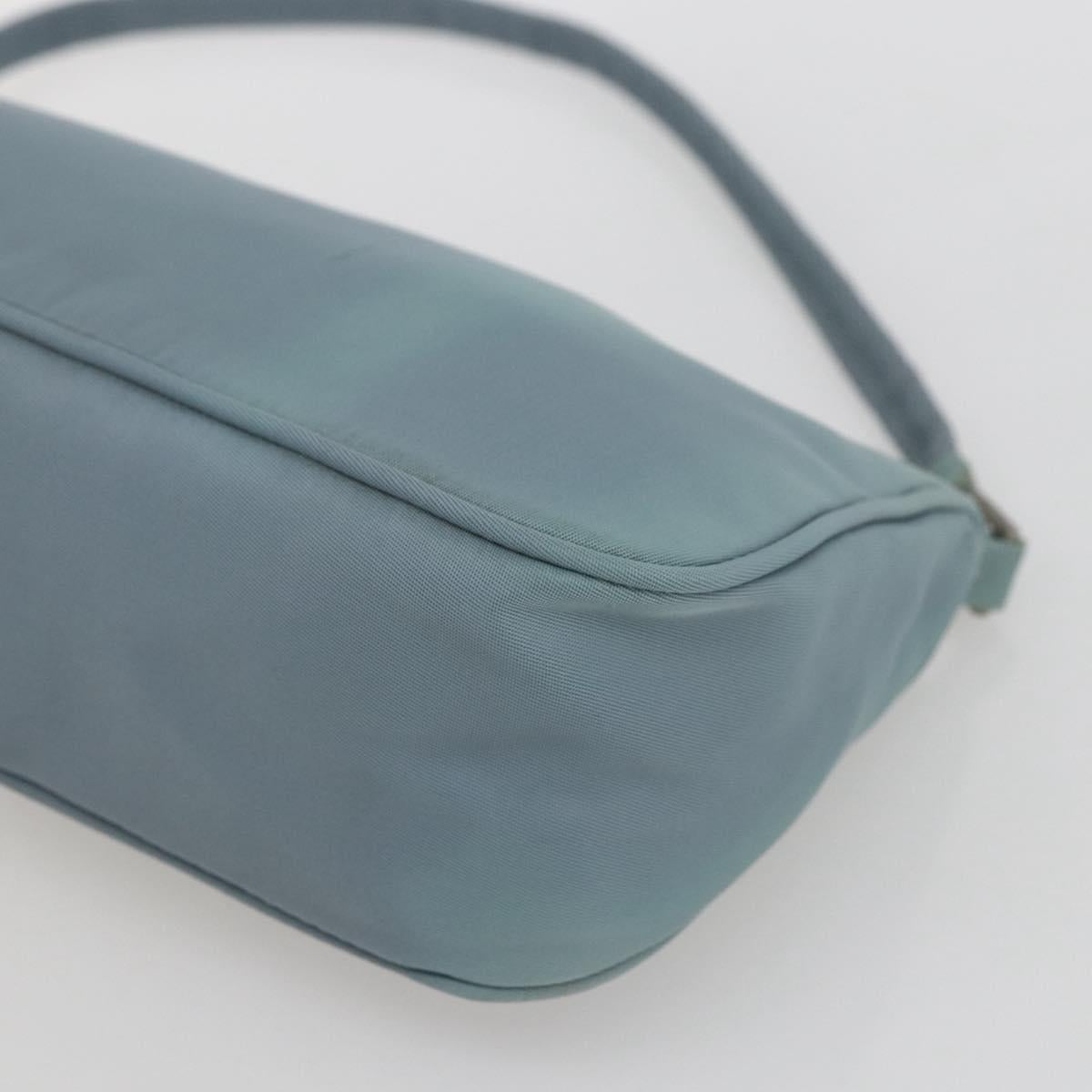 PRADA Accessory Pouch Nylon Light Blue Silver Auth 169111