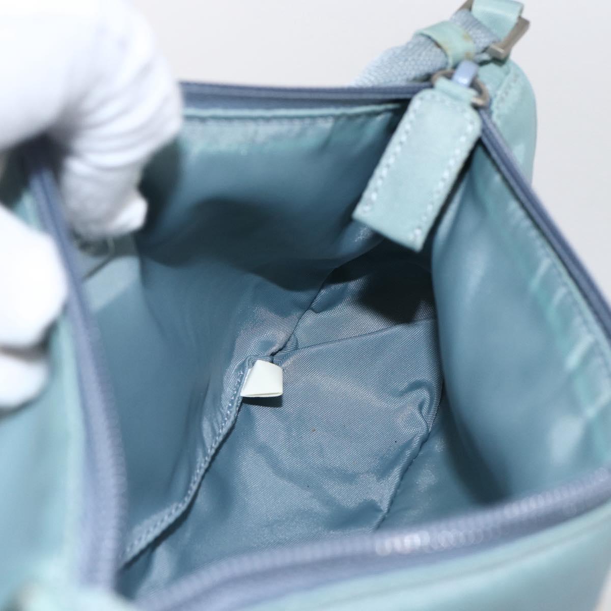 PRADA Accessory Pouch Nylon Light Blue Silver Auth 169111