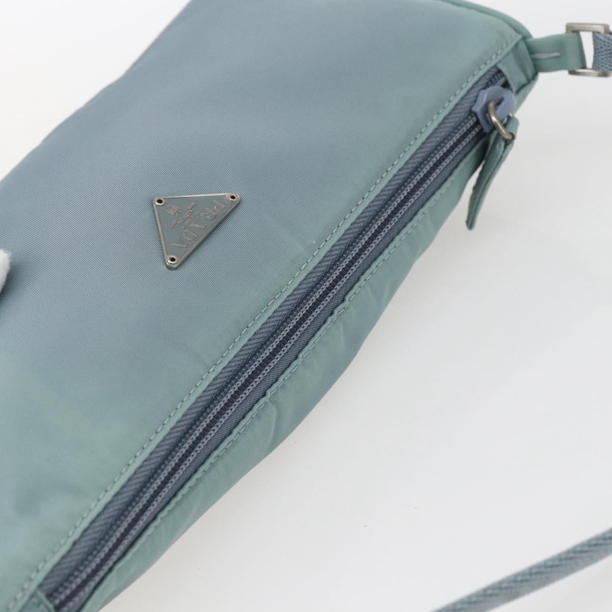 PRADA Accessory Pouch Nylon Light Blue Silver Auth 169111