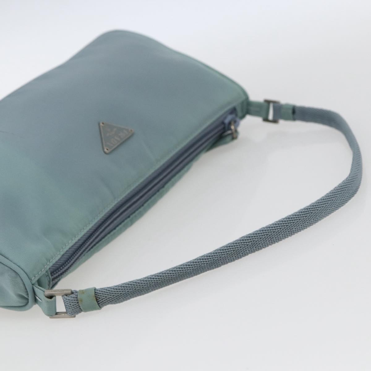 PRADA Accessory Pouch Nylon Light Blue Silver Auth 169111