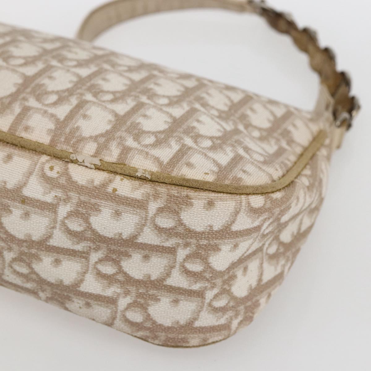 Christian Dior Trotter Romantic Chain Shoulder Bag PVC Beige Auth 169114
