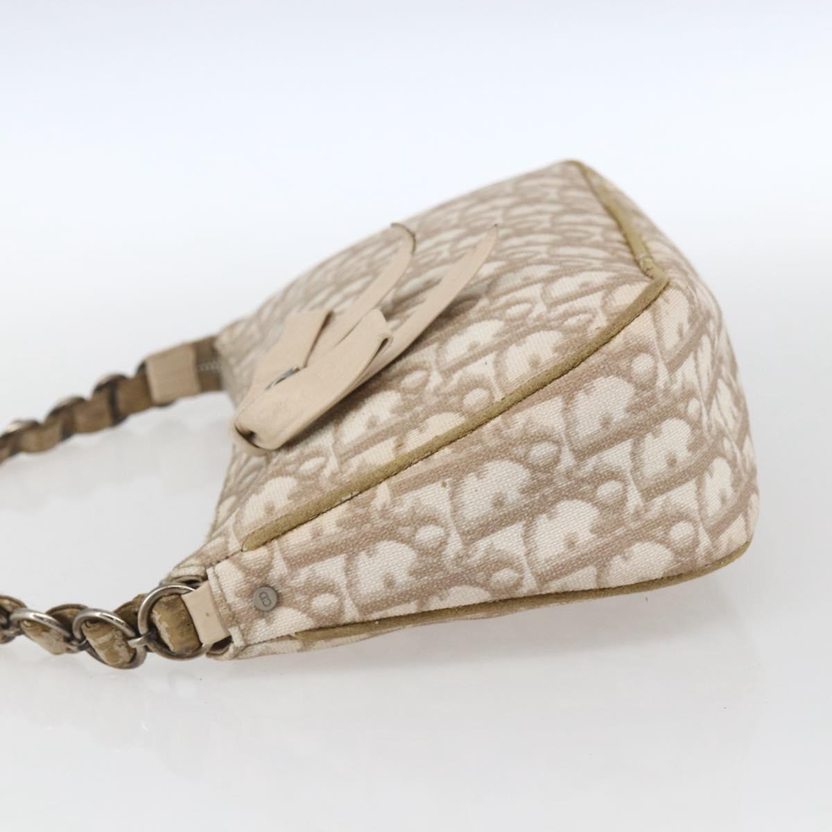 Christian Dior Trotter Romantic Chain Shoulder Bag PVC Beige Auth 169114