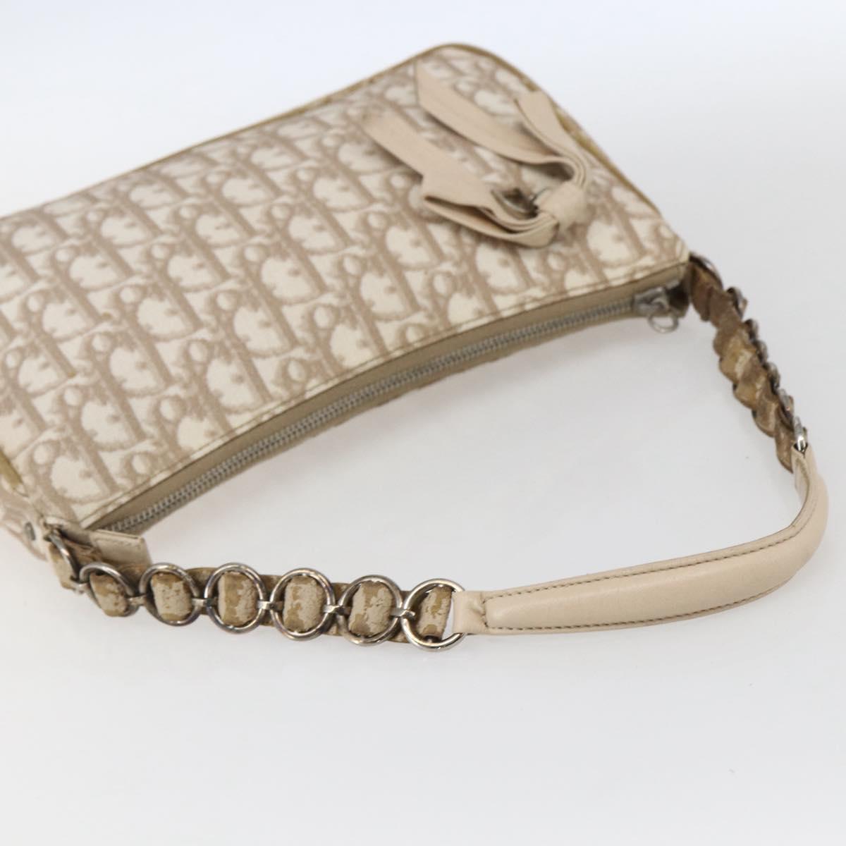 Christian Dior Trotter Romantic Chain Shoulder Bag PVC Beige Auth 169114