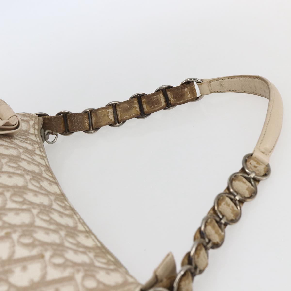 Christian Dior Trotter Romantic Chain Shoulder Bag PVC Beige Auth 169114