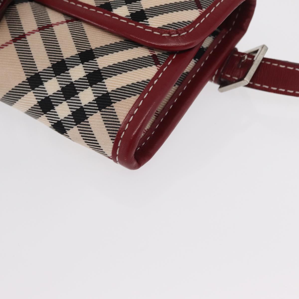 BURBERRY Nova Check Blue Label Waist Bag Canvas 2way Beige Silver Auth 169117