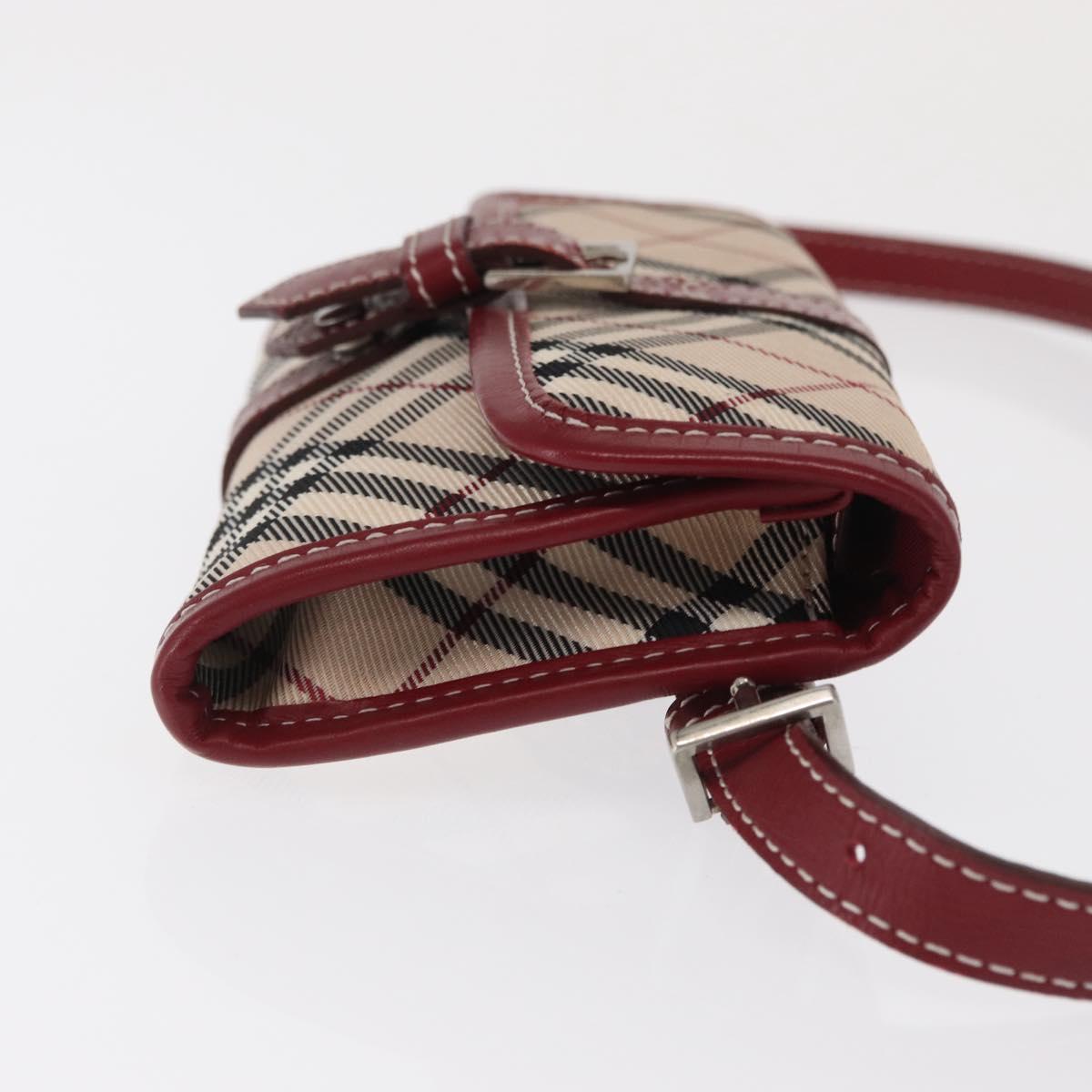 BURBERRY Nova Check Blue Label Waist Bag Canvas 2way Beige Silver Auth 169117