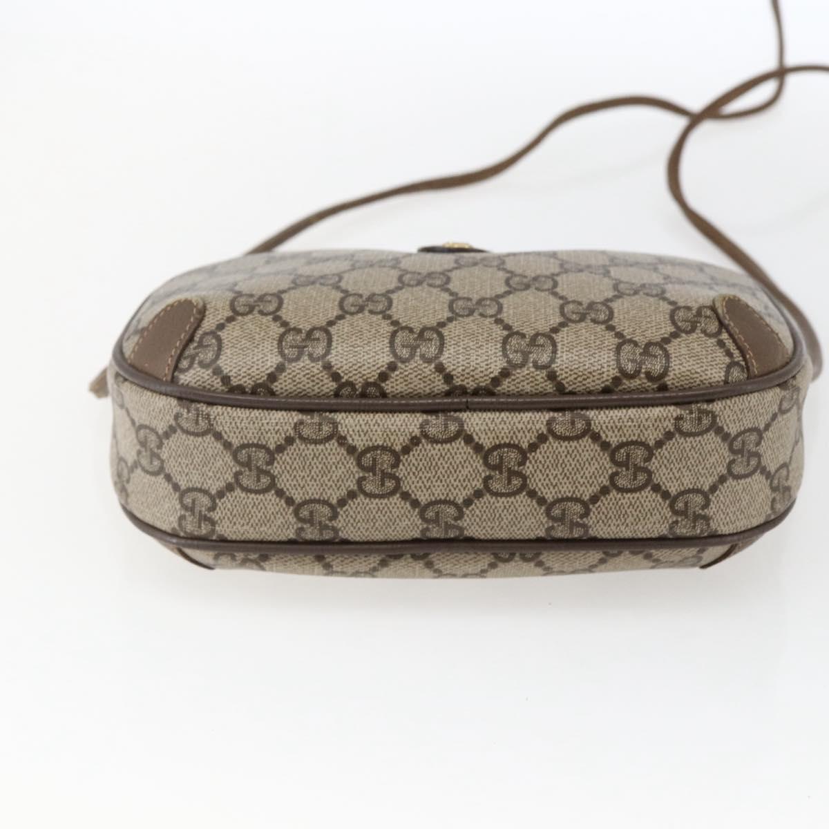 GUCCI GG Supreme Web Sherry Line Bag PVC Beige Gold 89 02 066 Auth 169118