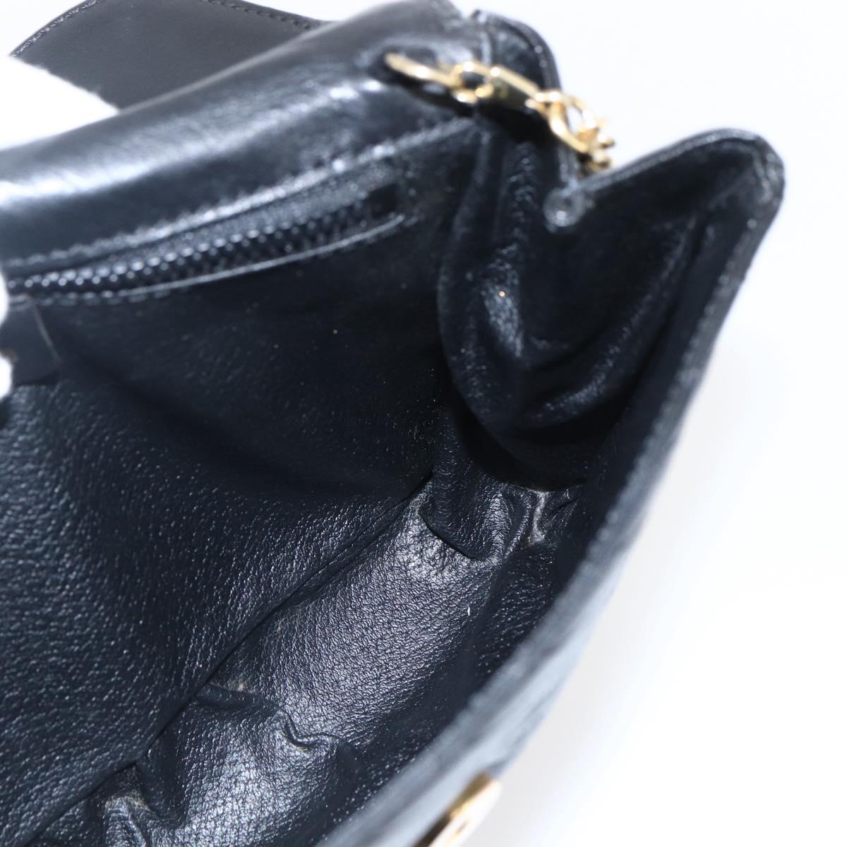 CELINE Chain Shoulder Bag Leather Black Gold Auth 169128V