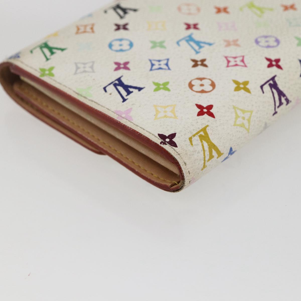 LOUIS VUITTON Multicolor Portefeuille Sarah Long Wallet White M93532 Auth 169130
