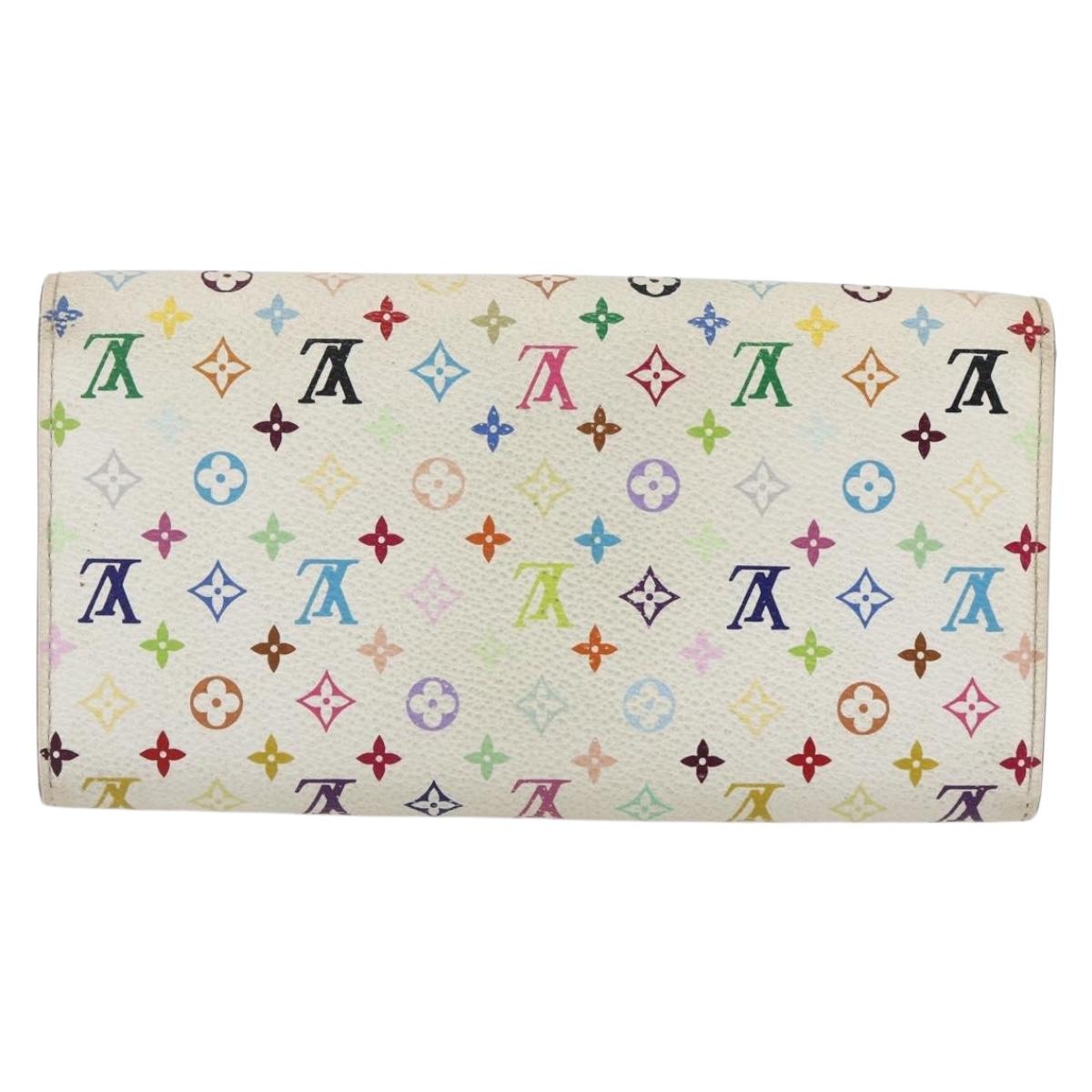 LOUIS VUITTON Multicolor Portefeuille Sarah Long Wallet White M93532 Auth 169130