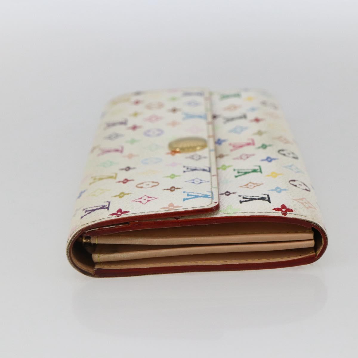 LOUIS VUITTON Multicolor Portefeuille Sarah Long Wallet White M93532 Auth 169130