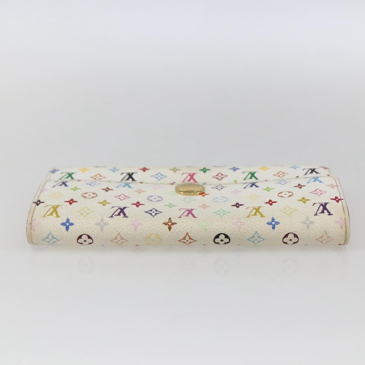 LOUIS VUITTON Multicolor Portefeuille Sarah Long Wallet White M93532 Auth 169130