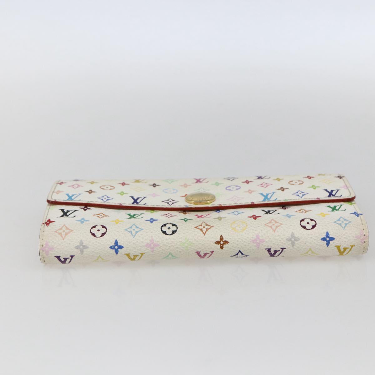 LOUIS VUITTON Multicolor Portefeuille Sarah Long Wallet White M93532 Auth 169130