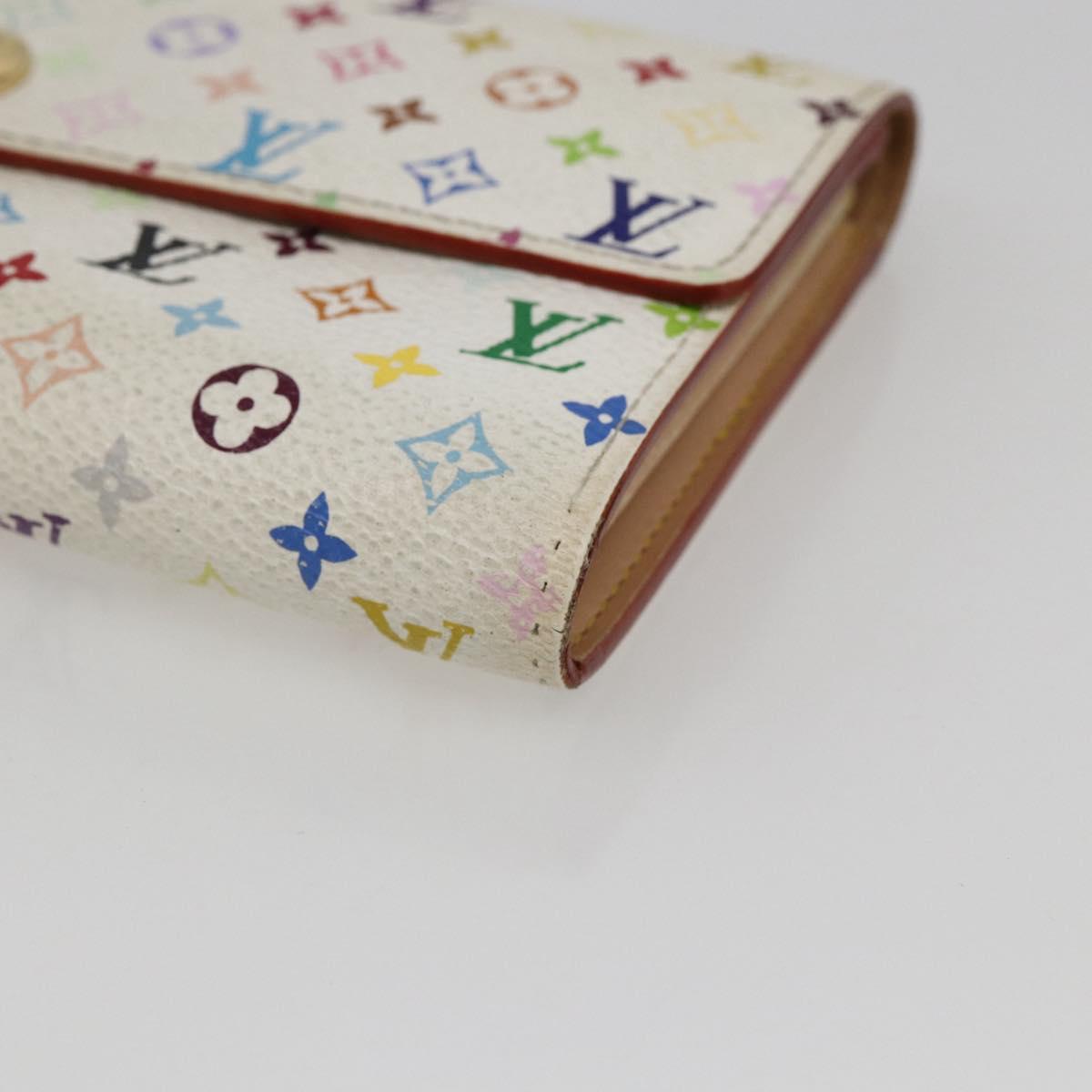 LOUIS VUITTON Multicolor Portefeuille Sarah Long Wallet White M93532 Auth 169130