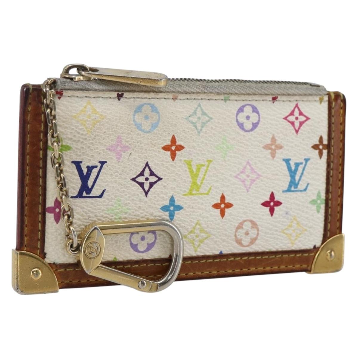 LOUIS VUITTON Monogram Multicolor Pochette Cles Purse White M92655 Auth 169139