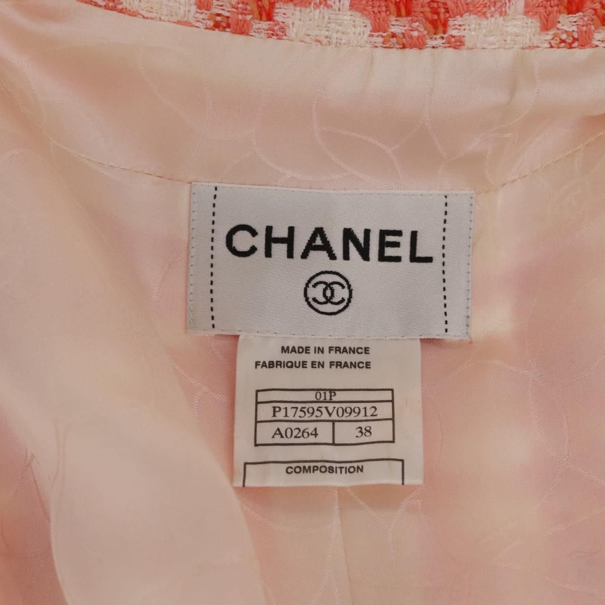 CHANEL Sleeveless Dress Tweed Orange CC Auth 169141M