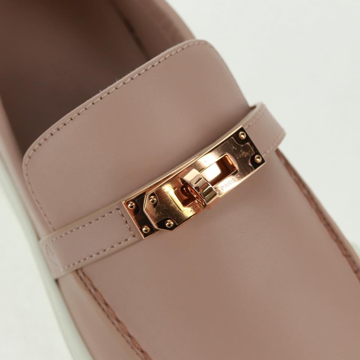 HERMES Game Sneakers Leather Beige Gold Auth 169145SAM